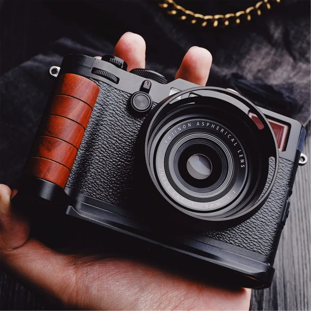 

Wooden Wood Circular Hand Grip Bracket Quick Release L Plate For FUJI X100F FUJIFILM X 100F