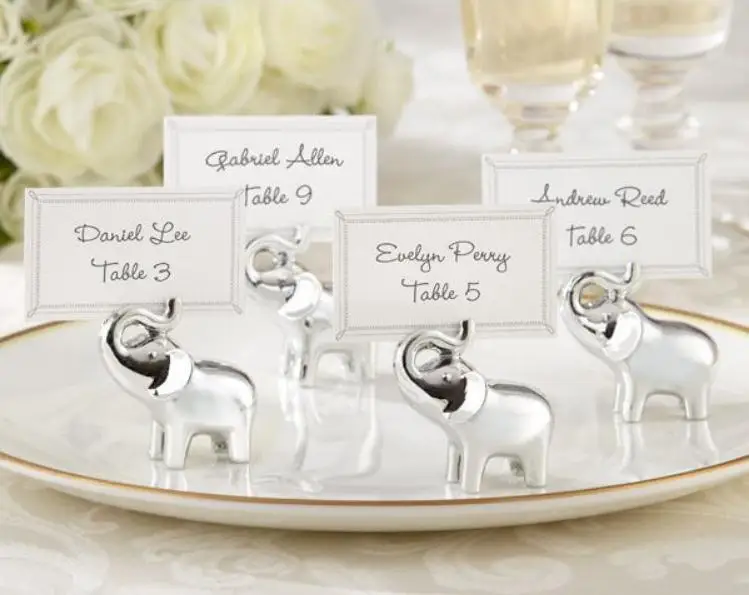 

200pcs "Lucky in love "silver-finish lucky elephant place card holder, Photo holder place card holder DHL free shipping SN233