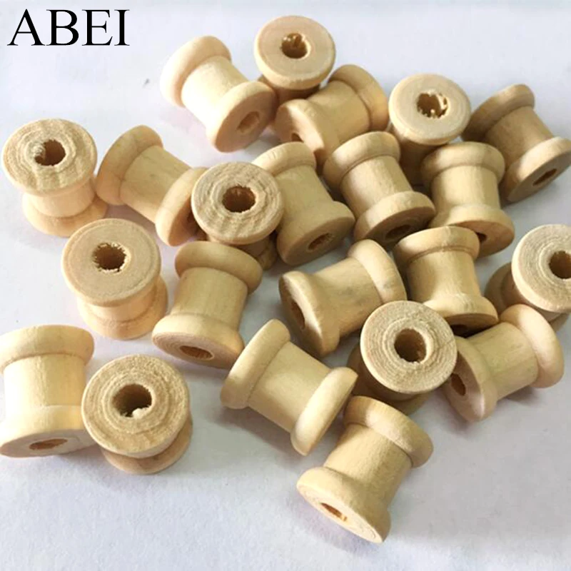 10/20/50pcs 14*13MM Mini Small Wooden Spool for Thread String Rolling Wire Bobbin Sewing Tools DIY Needlework Accessories