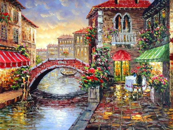 

Картина маслом город Риверсайд мост искусство рукоделие 14CT холст без принта ручная вышивка крестиком наборы сделай сам домашний декор