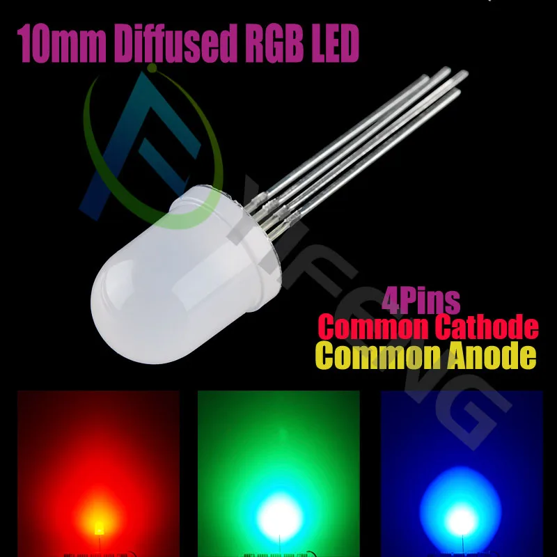 250 Pcs Full Colors Diffused RGB LED 10MM Common Anode Common Cathode Diode