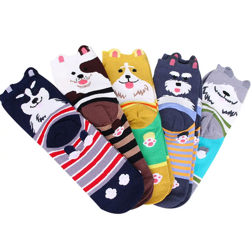 Women Short Socks 5 Pairs=10 Pcs Creative Individual Cute Cartoon Cats Pattern High Quality Cotton Socks Comfortable Warm Meias