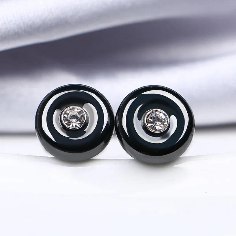 2019 Simple Romantic Crystal Stone One Round Stud Earrings For Women Rhinestone Ceramic Earrings For Party Healthy Jewelry