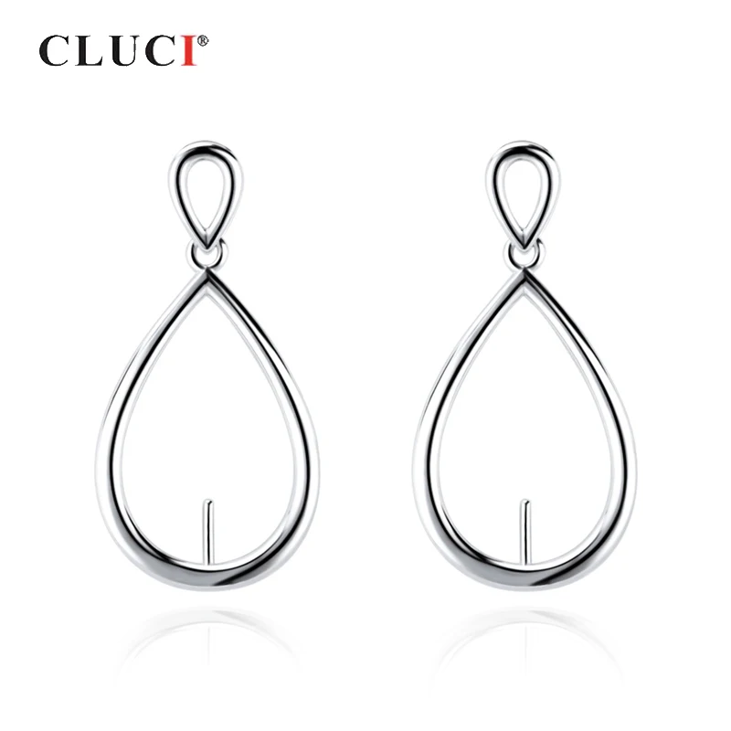 

CLUCI простые серебряные 925 овальные серьги для женщин Свадебные стерлингового серебра классическое жемчужное крепление для ювелирных изделий в виде кольца SE152SB