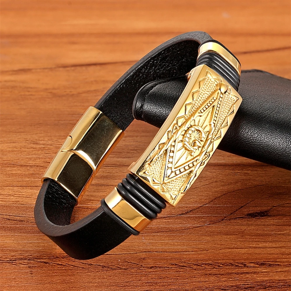XQNI Multiple Styles Men Bracelet Animal Pattern Bangle Commemorative Significance Genuine Leather Bracelet pulseiras masculina