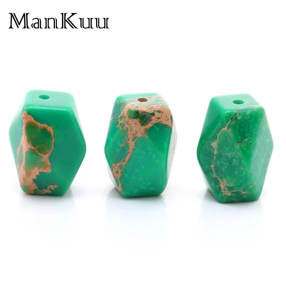 Mankuu 10*14mm Irregular Green Jaspers Beads Factory Price Sea Sediment Jaspers Natural Stone Beads For Jewelry Making 5pcs/Lot