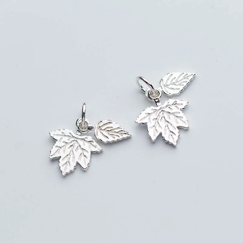 Bohemia Style Maple Leaf Charms 925 Sterling Silver Craft Carved Earring Necklace Pendants DIY Women Jewelry For Birthday Gift