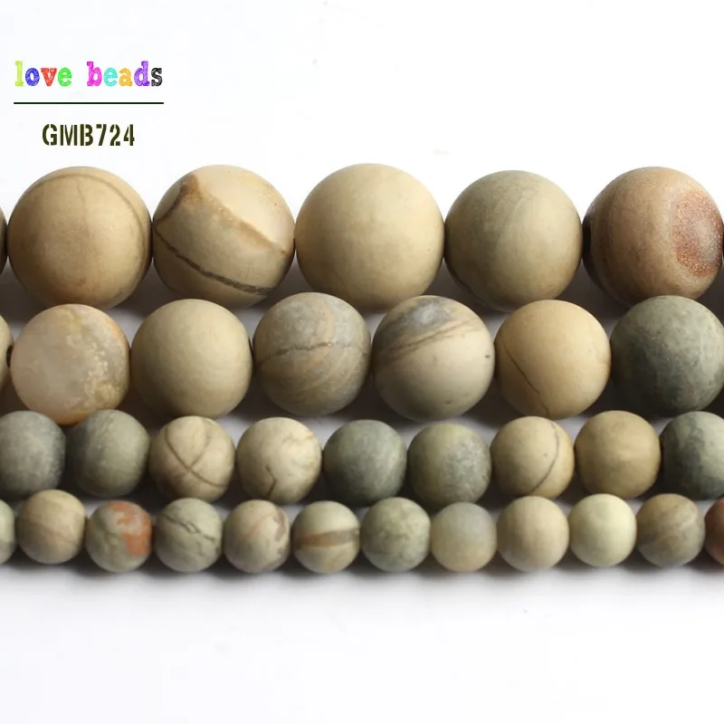 Natural Matte Stone Beads Jaspers Round Loose Beads for Jewelry Making 15'' Strand DIY Bracelet 4/6/8/10mm