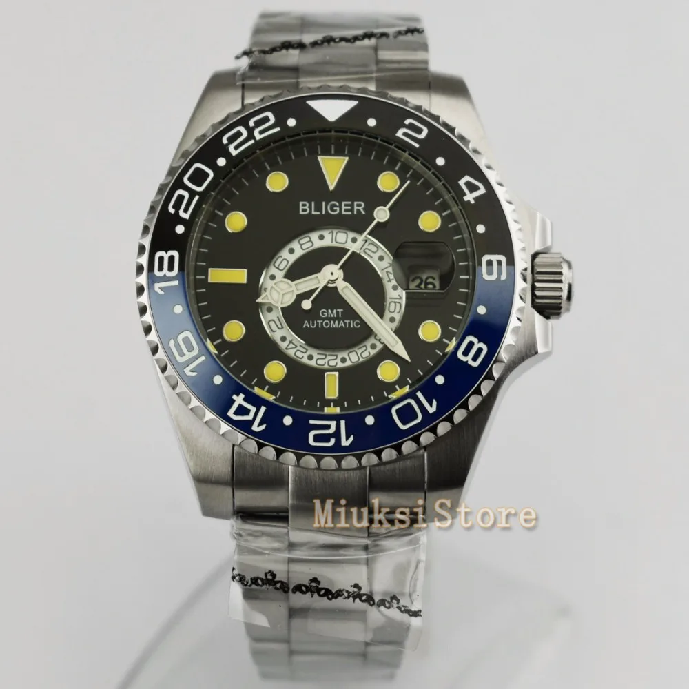 

43mm Ceramic blue and black Bezel Luminous GMT Automatic Men's Watch Blanc Femmes Dames Date&day Classique Relogio Feminino