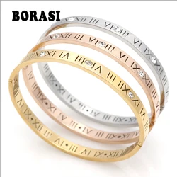 Hot Sale New Classic Design High Quality 6mm Zircon Roman Numerals Bracelets & Bangles Women Fashion Jewelry Bangles Wholesale