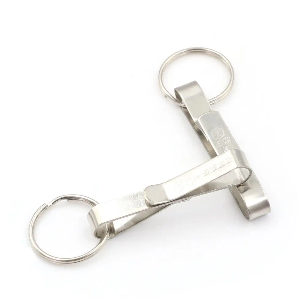 1PC Anti-lost Stainless Steel Detachable Keychain Waist Belt Clip  Buckle Hanging Key Ring Holder