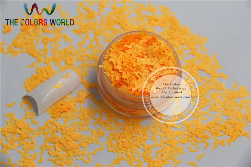 N-4 Size :5mm  Solvent Resistant Neon Orange color Glitter Bat  shape spangles for Nail Art  and DIY supplies1pack=50g