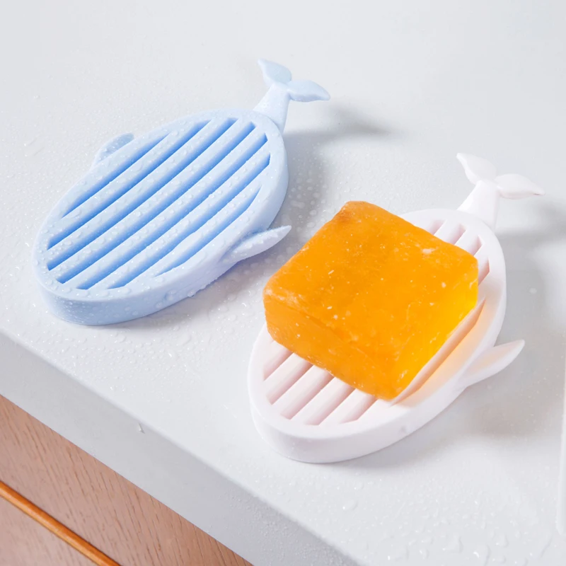 2018 New Soap Box Cartoon Whale Drain Rack Kitchen Sponge Rack Bathroom Plastic Non-slip Storage Dish Soap Accessories-66959