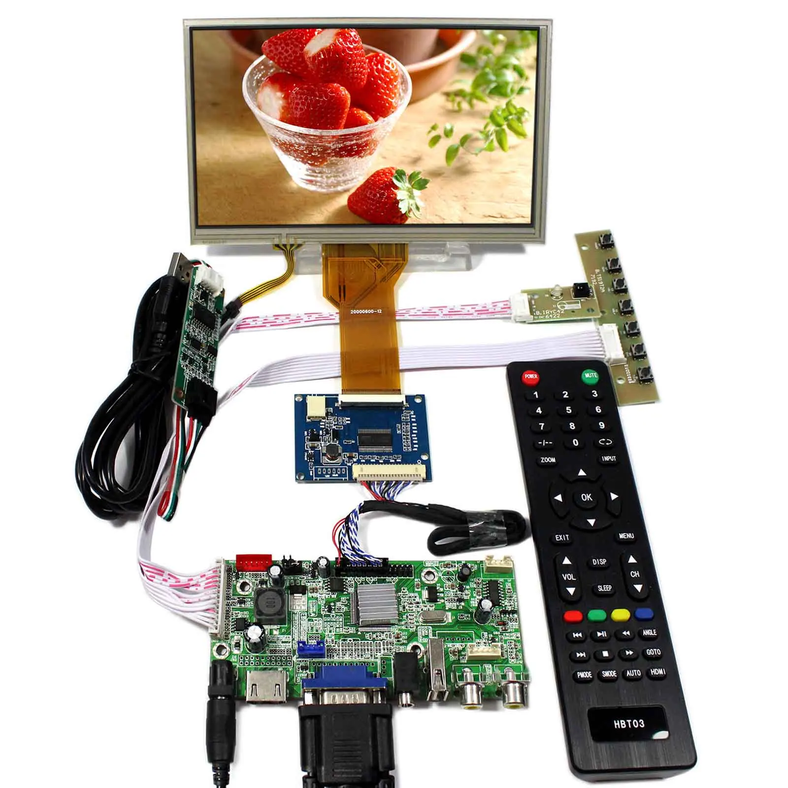 

HD MI+VGA+AV+Audio+USB LCD Controller Board 7" AT070TN92 AT070TN93 800x480 Touch LCD