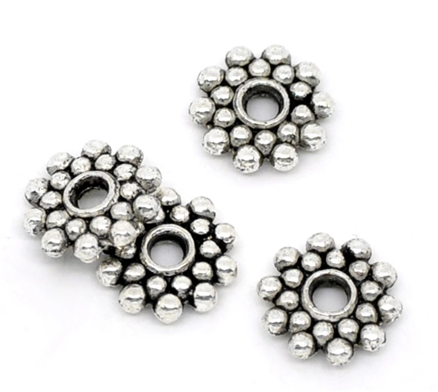 DoreenBeads 100PCs Snowflake Spacers Beads Findings 8mm Dia. (B00817), yiwu