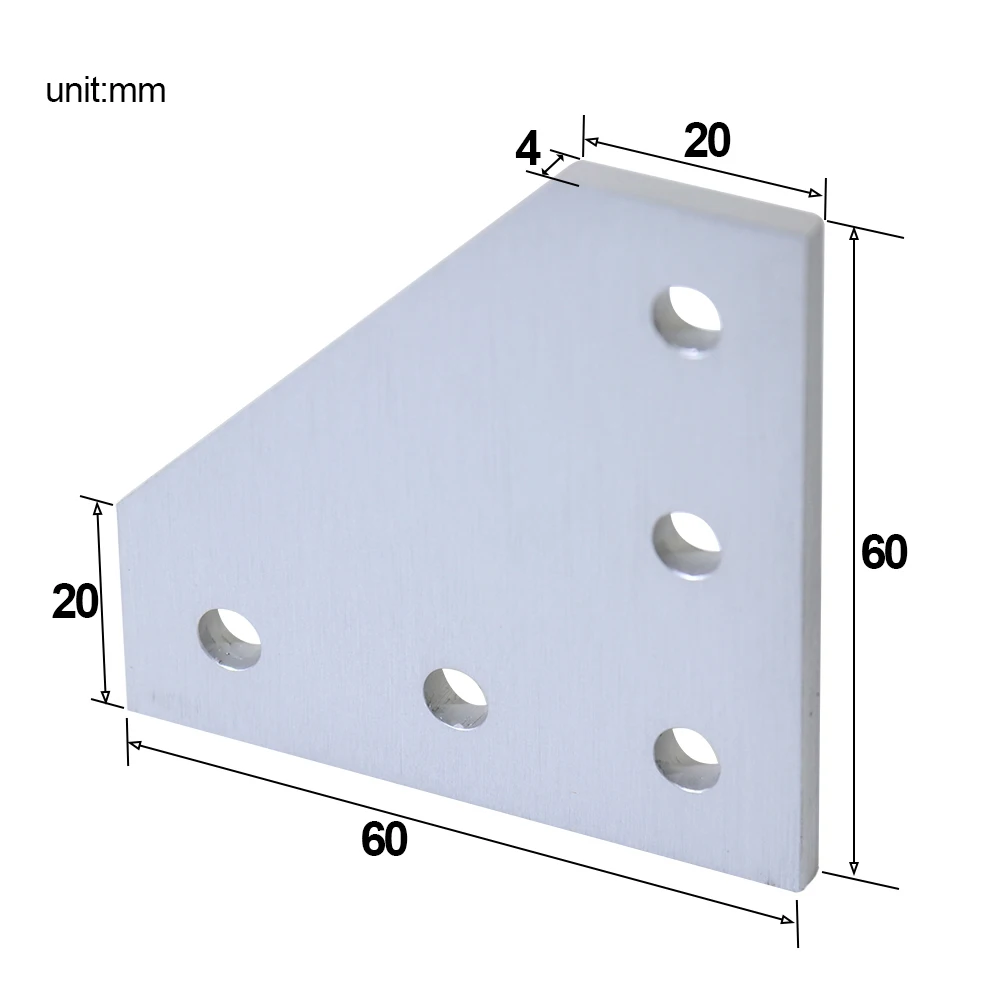 5 Hole 90 Degree Joint Board Plate Corner Angle Bracket Connection Joint Strip for 2020 Aluminum Profile 3D Printer Frame