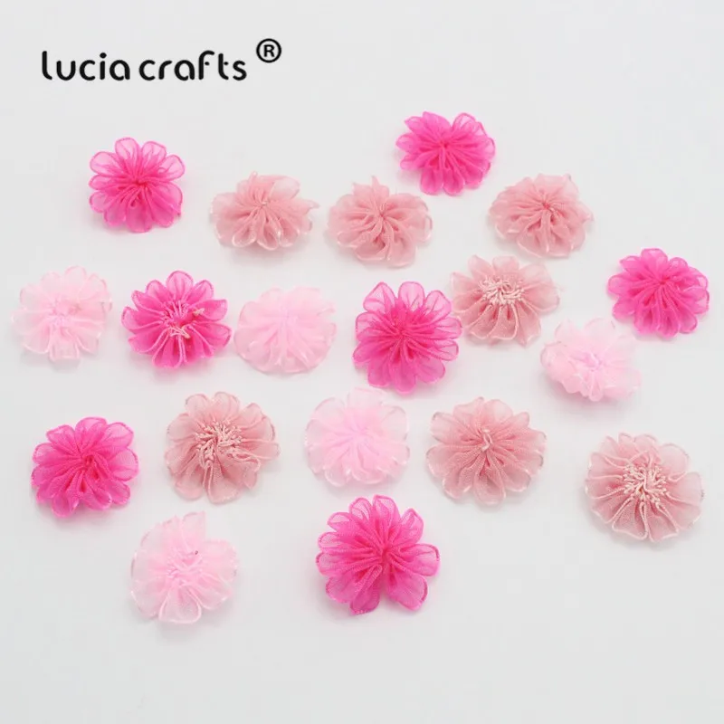 Lucia crafts 24pcs 22mm Organza Bowknot Girls Flower Rosette Bow Headwear Material DIY Garment Sewing Accessories B0905