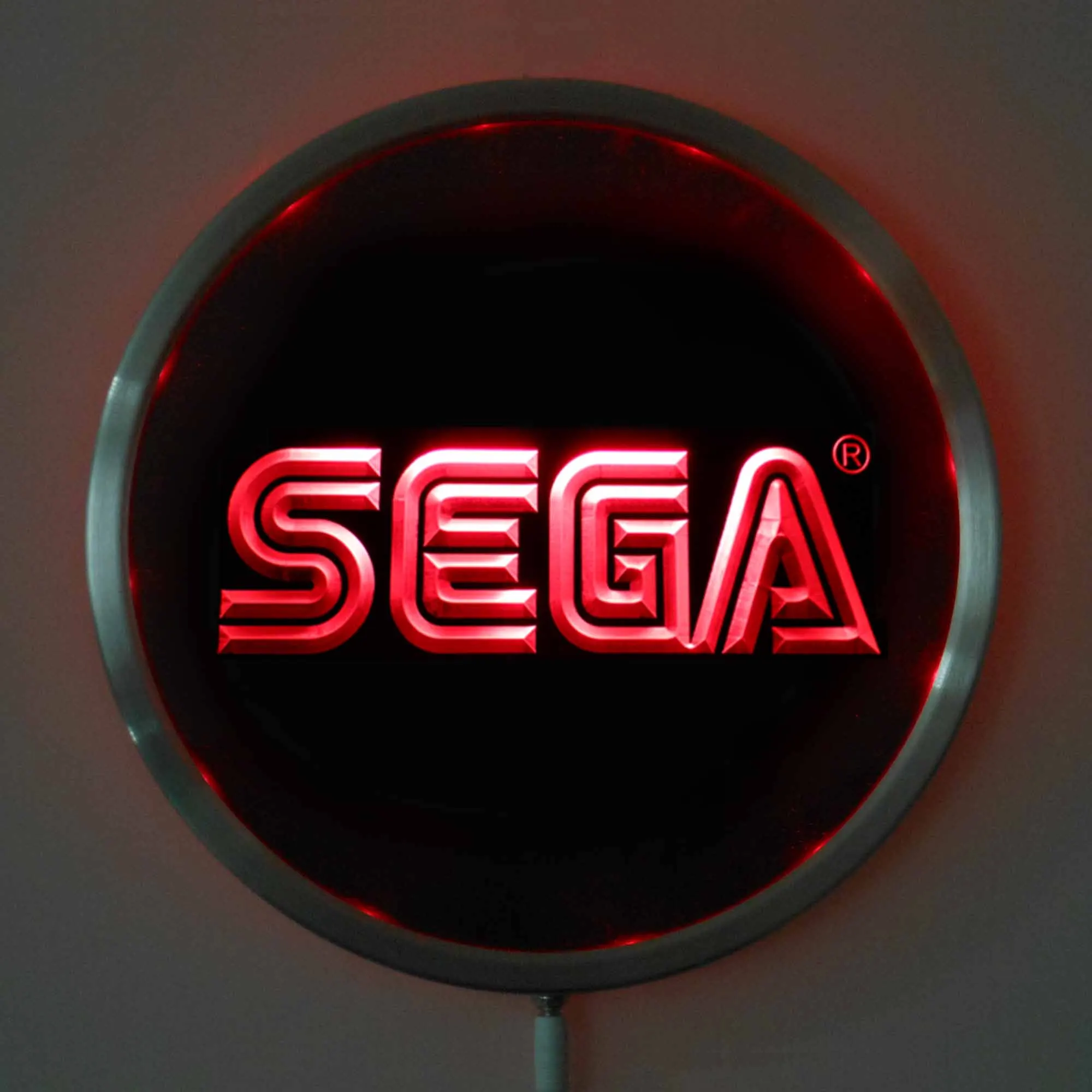 rs-e0054 Sega LED 네온 불빛 라운드 간판 25cm/ 10인치 - RGB 멀티 컬러 원격 무선 제어 기능이 있는 바 간판