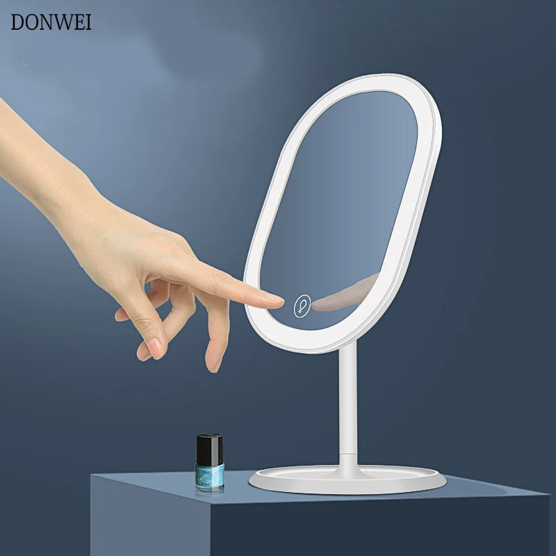 20 LED Lights Rotating Desktop Mirror Touch Screen Makeup Mirror Professional Vanity Mirror Beauty Adjustable mirror light