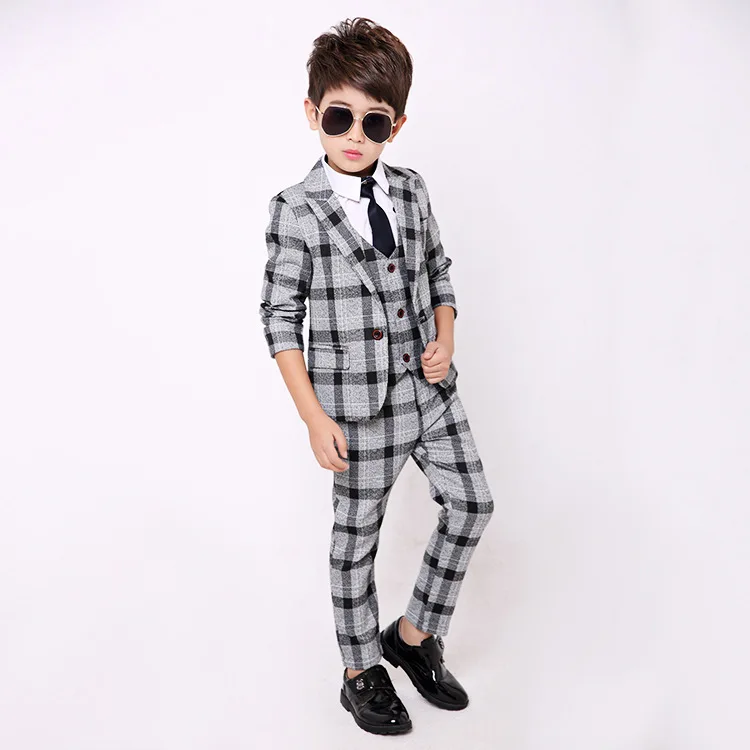 2019 Spring Flower Boys Formal Blazer Clothing Set Kids Jacket Vest Pants 3Pcs Wedding Tuxedo Suit Children Birthday Costume