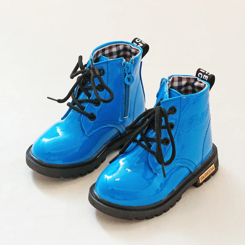 Botas de piel sintética para niño y niña, zapatos cálidos para la nieve, a la moda, para primavera y otoño