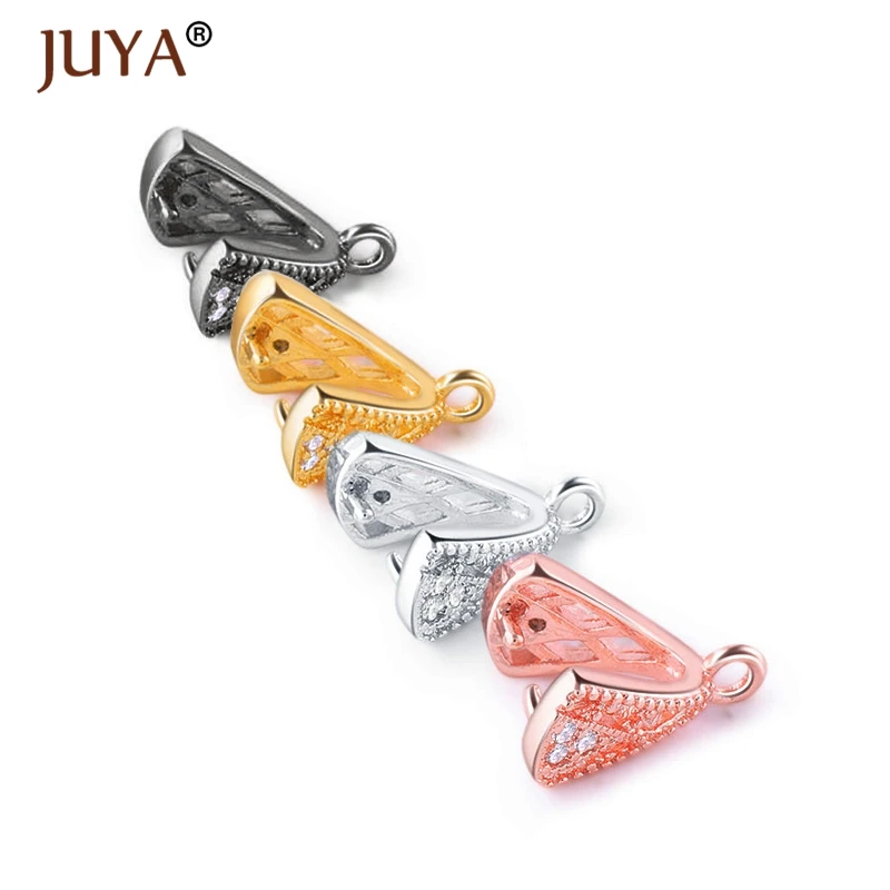 

1Pair Crystal Agate Pendant Clasps Hand Made Clamp Pinch Clip Bail Bead Findings DIY Earrings Necklaces Jewelry Making Parts