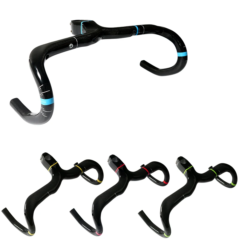 

Newest ASIACOM Road bike 3K full carbon fibre bicycle handlebar and stem integratived 400/420/440*90/100/110/120mm