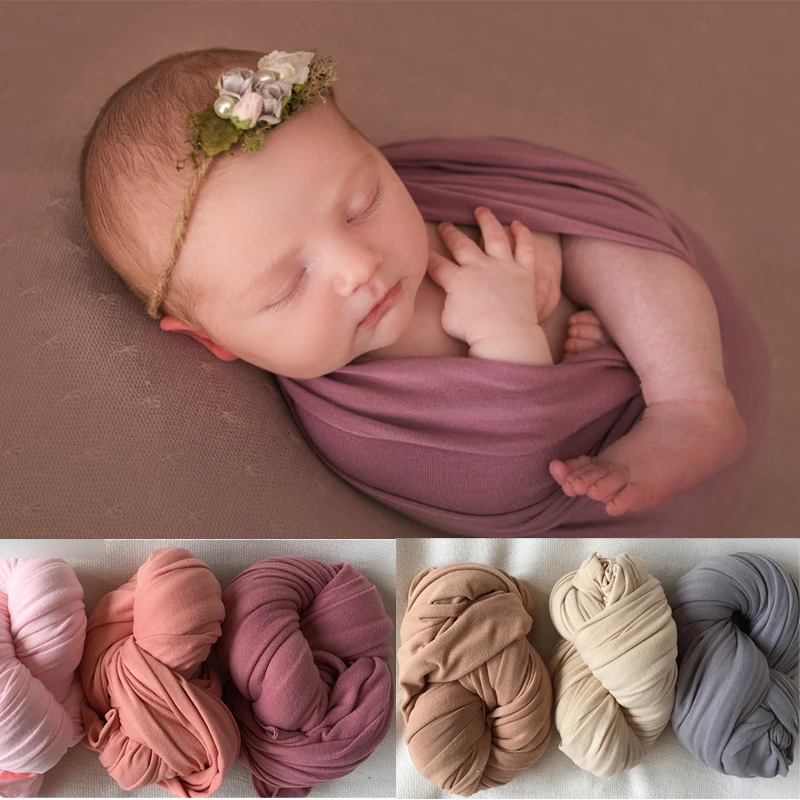 40*160 cm Stretch Infant Soft Wrap Swaddle Newborn Photography Accessories Baby Boy Girl Photoshoot Props Adapter Studio Flokati