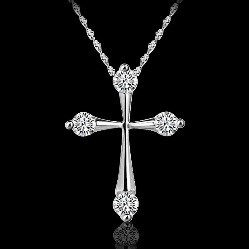 Fashion Womens Elegant Cross Crystal Pendant Charm Necklace Jewelry Gifts