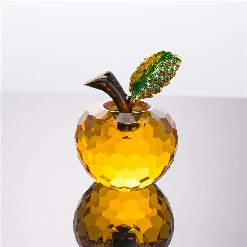 

Faceted Single Yellow Crystal Glass Apple Jellyfish Paperweight Wedding Wicca Souvenir Novelty Households Amber 40mm