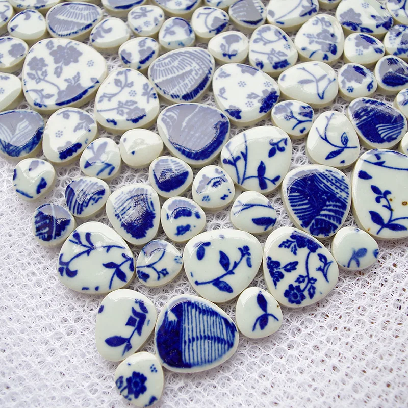 Imagem -03 - Azulejo de Porcelana Seixo Azul e Branco Azulejo de Pia para Cozinha Banheiro Piscina Parede de Jardim Telha de Chão