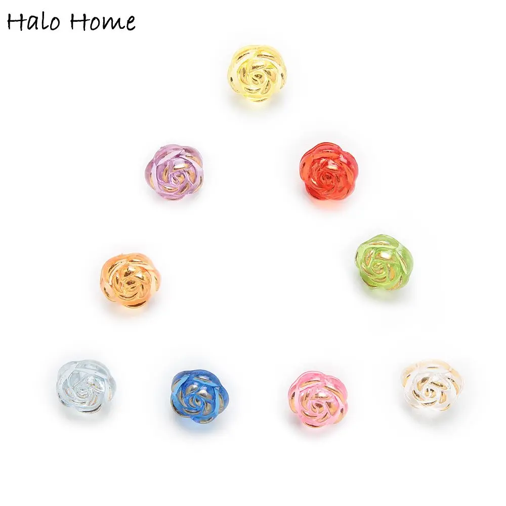 50pcs Shank Acrylic Round Buttons Rose Sewing Scrapbooking Gift Home Clothing DIY Making Handwork Decor 11mm
