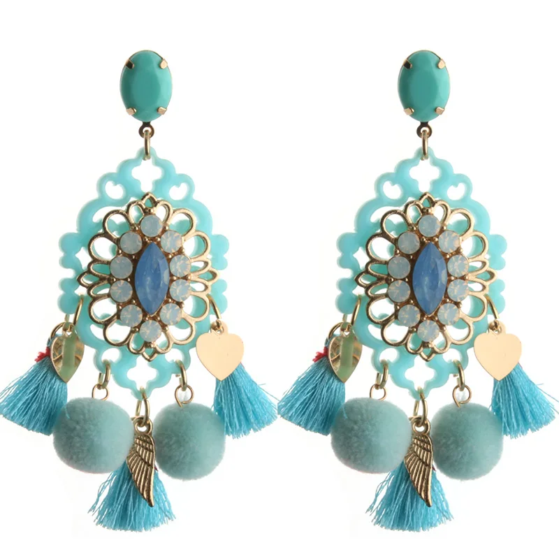 NeeFu WoFu Big Earrings Hairball Earring Long Tassel earrings Crystal Large Rhinestone Brinco Ear Oorbellen jewelry fashion gift
