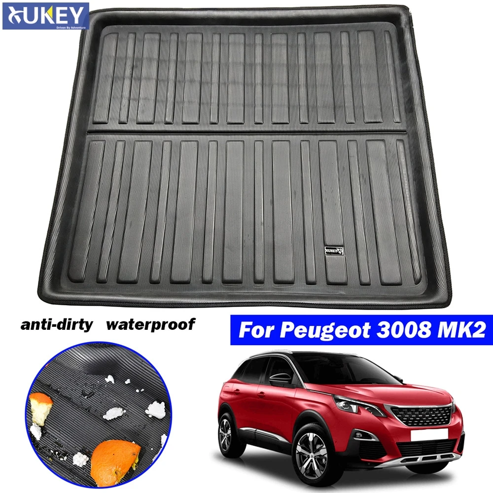 

Car Rear Cargo Boot Liner Trunk Floor Mat Luggage Tray Mats Mud Kick Protector For Peugeot 3008 II 2017 2018 2019-2021