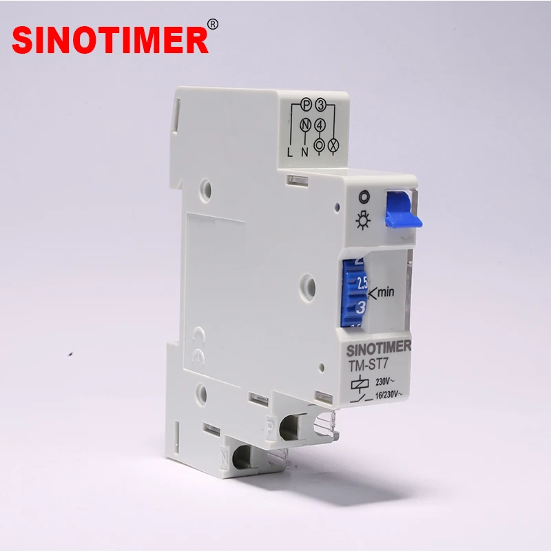 7 Minutes 20 Minutes Interval Factory Price 18mm Single Module DIN Rail Staircase Timer Switch for Staircase Lighting Controls