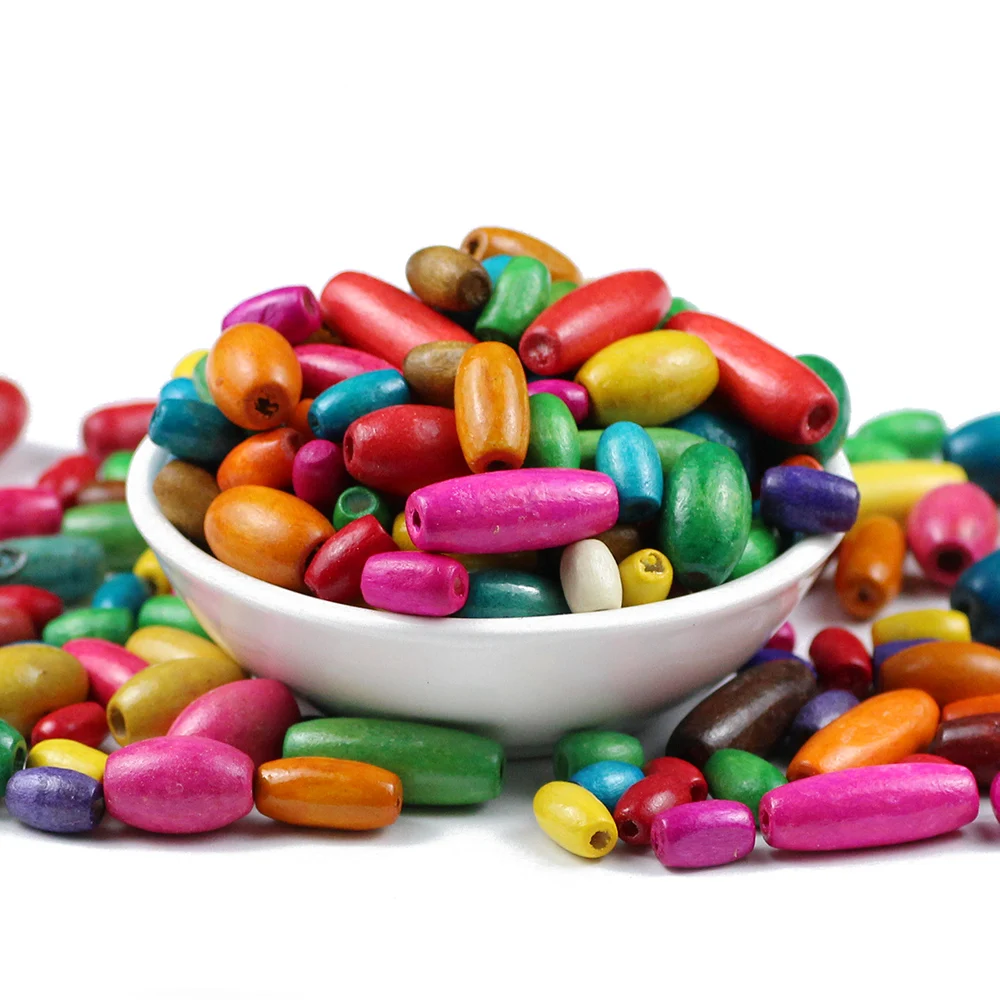 

23*8/10*6/8*5/6*4mm 30~300pcs Oval DIY Cheap Beads Handmade Colored Natural Wood Beads For Bracelet Necklace Jewelry Making