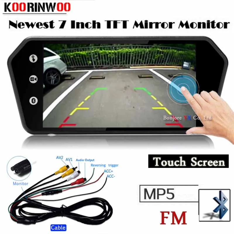 

Koorinwoo 2024 Car Rearview Monitor Touch Screen 1024x600 Mirror Screen TF USB Bluetooth MP5 Player Explorer web Parking Reverse