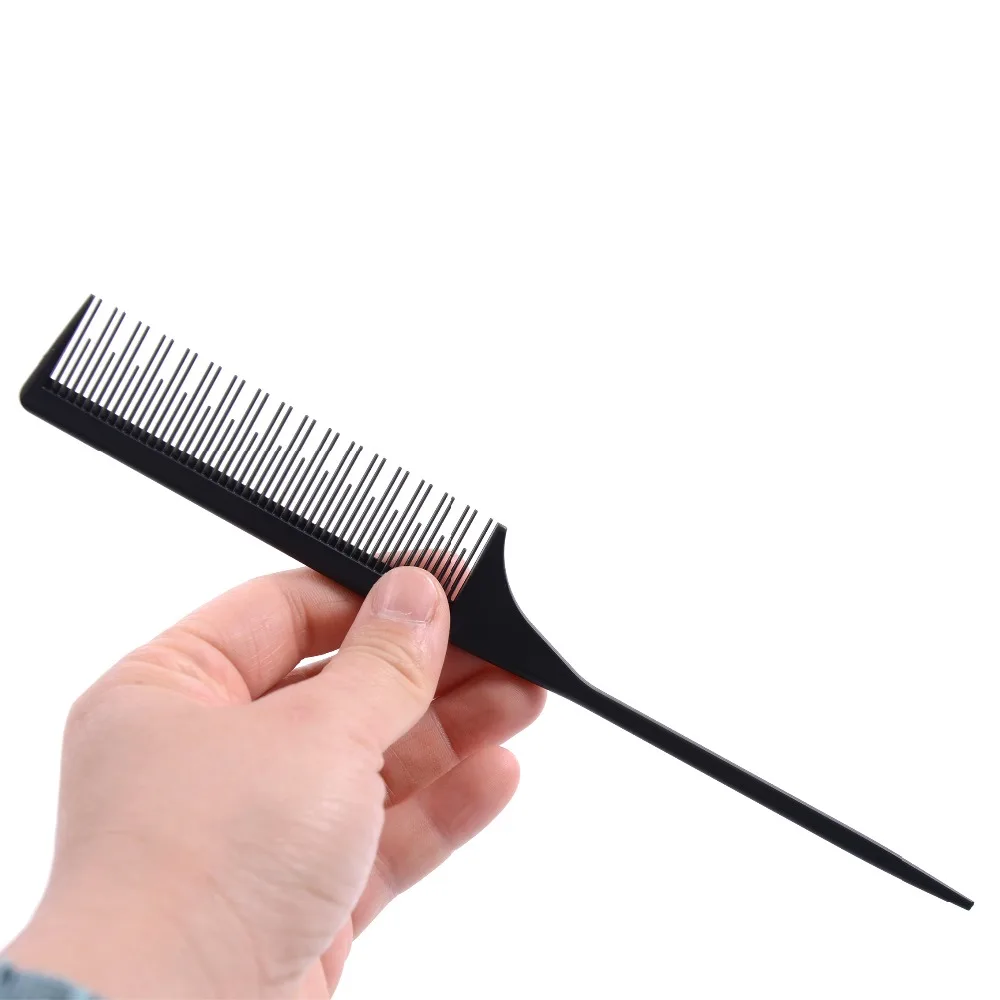 1pc Black Fine-tooth Comb Plastic Pin Anti-static Hair Style Rat Tail Comb Hair Styling Beauty Tools