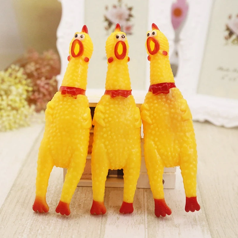 Dog Toys For Small Dog Bite Resistant Interactive Squeak Chicken Yellow Rubber Dog Toy Fun Novelty Squawking Screaming Shrilling