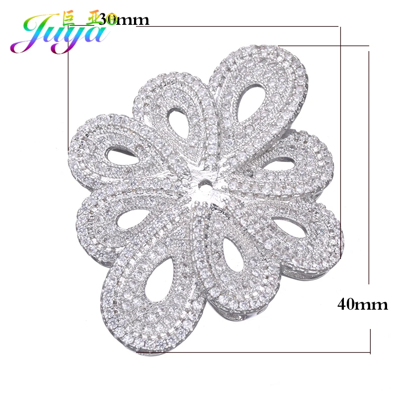 Micro Pave Zircon Flower Connect Pendants Jewelry Accessories For Women Natural Stones Pearls Necklace Jewelry Making