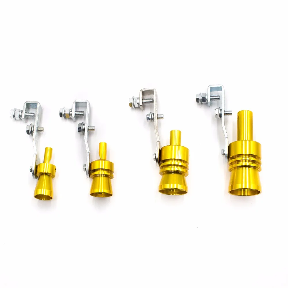 Car BOV Turbo Sound Whistle Simulator Sound Pipe Exhaust Muffler Pipe Blow off Valve Size S M L XL Gold Black Sliver