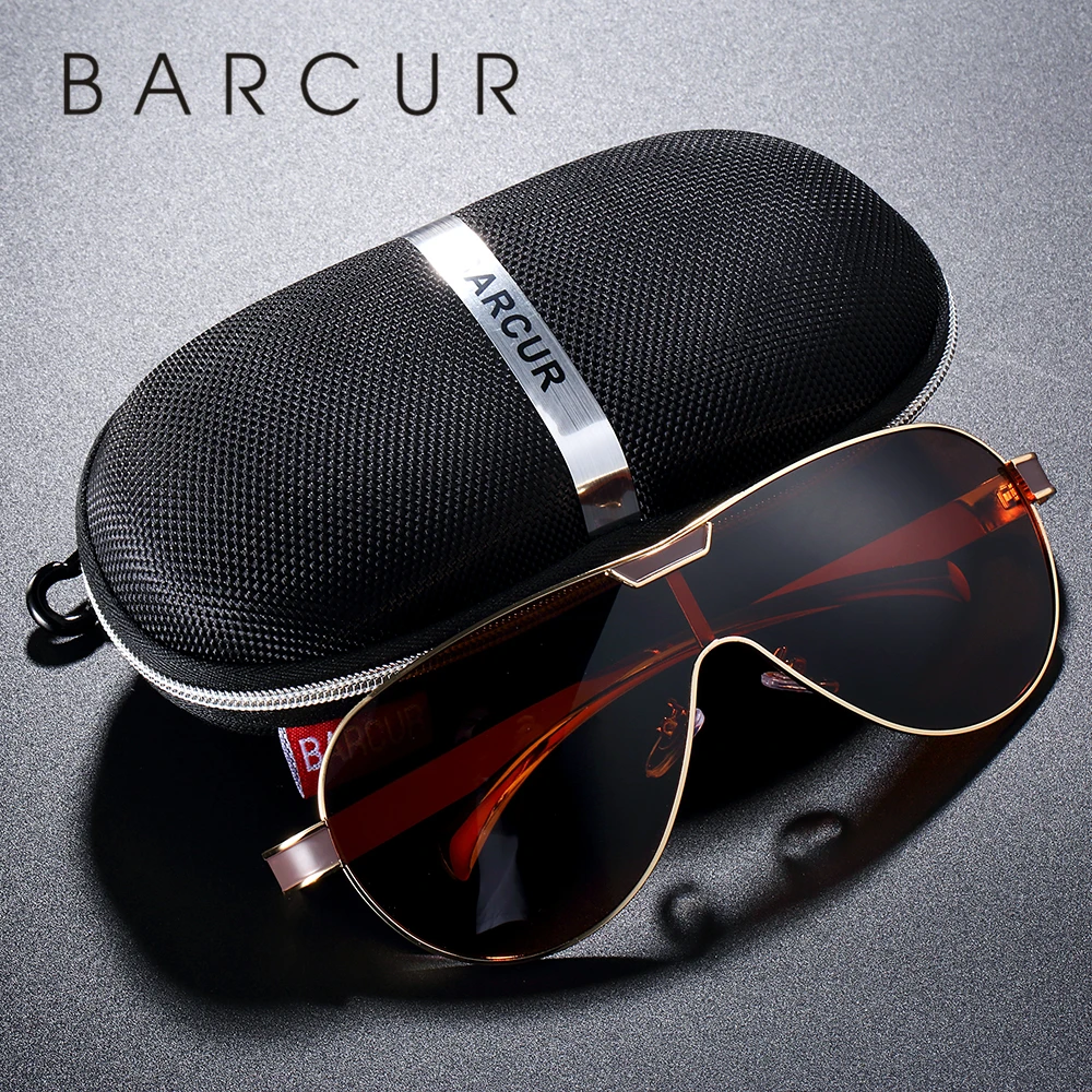 BARCUR Classic Men Polarized Sunglasses Pilot Man Eyewear Sun Glasse Vintage Eyeglasses Oculos De Sol