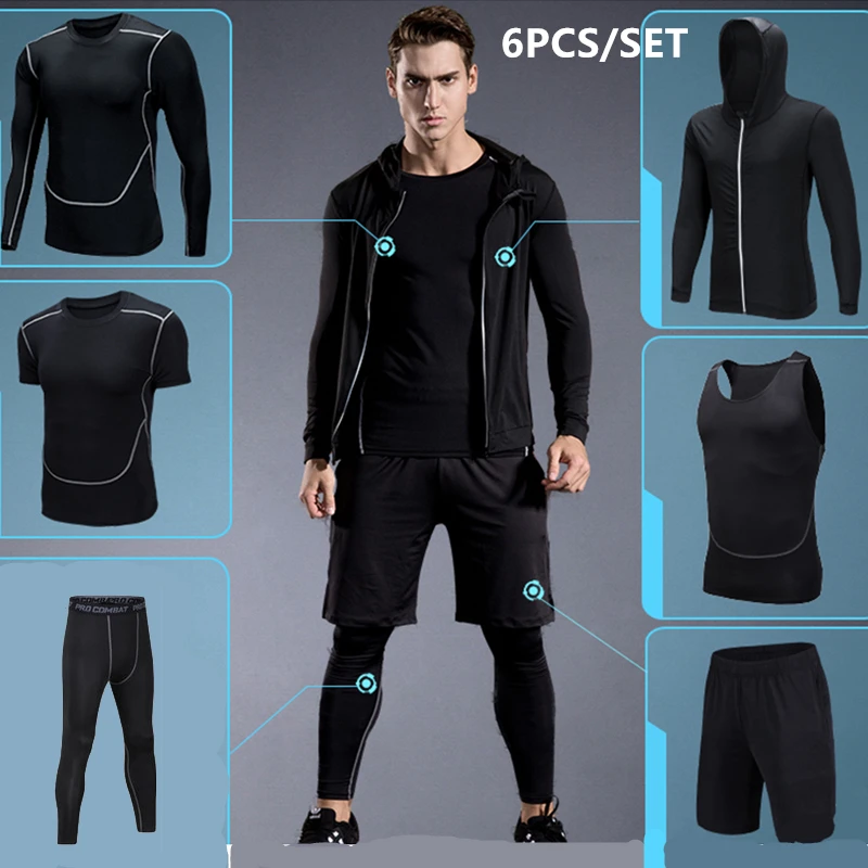 Running Sets Men's Compression Sports Suit Gym Fitness Sportswear Quick Dry Basketball Tights Outdoor Jogging Training Underwear