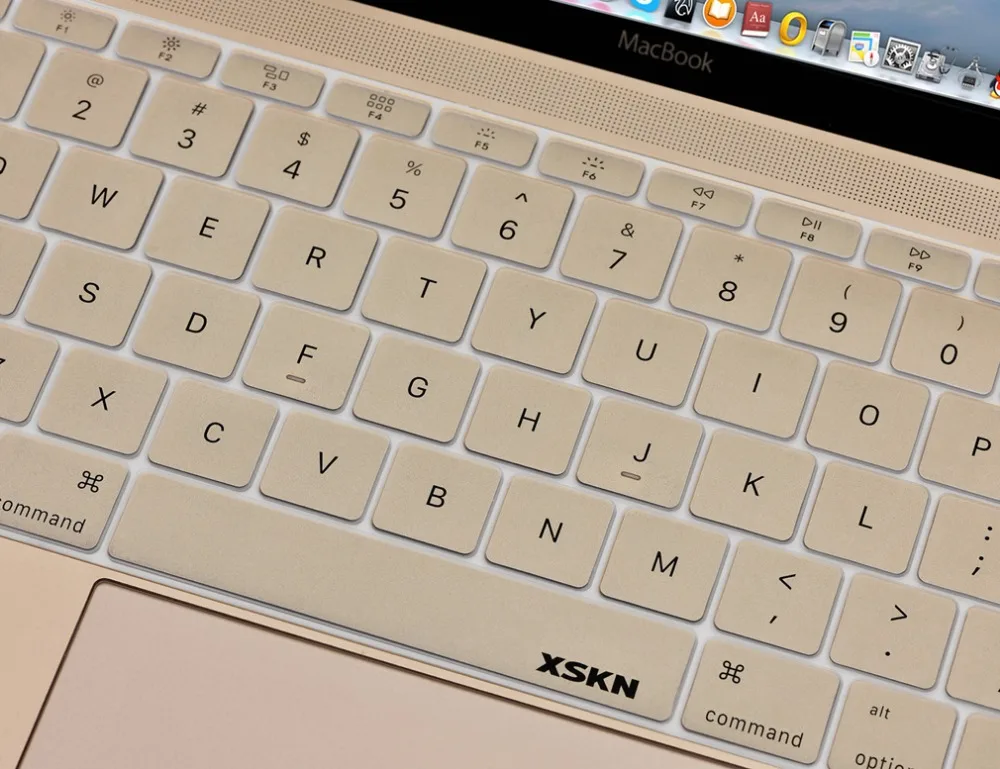 XSKN English Language Champagne Gold Silicone Keyboard Protector Cover for MacBook 12 A1534 Macbook Pro 13.3 A1708 US Layout