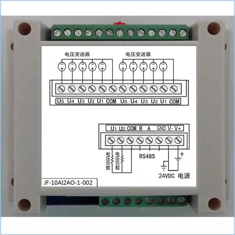 

Analog Output Module 10AD+2DA Module Isolated 485 Modbus-RTU Positive and Negative 5V Input