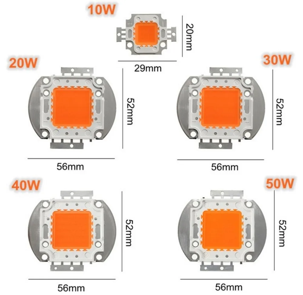 High Power LED Chip Full Spectrum Grow Light Lamp 10W 20W 30W 50W 100W 380nm - 840nm COB Beads for Indoor Plant Growth