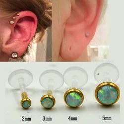 1Pcs Surgical Steel Opal Gem Labret Lip Rings Ear Helix Tragus Cartilage Studs Nose Stud 16G Piercing Body Jewelry