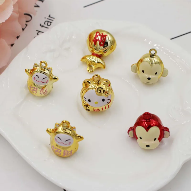 Pet Cartoon Dog Bells Pet supplies Copper electroplating bell collar key chain accessories 50pcs