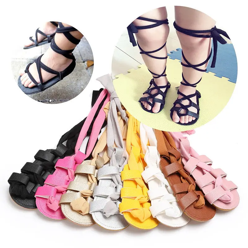 

2018 Newborn Infant Baby Girl Summer First Walkers PU Leather High Bandage Pram Shoes Infantil Anti-Slip Prewalker Shoes