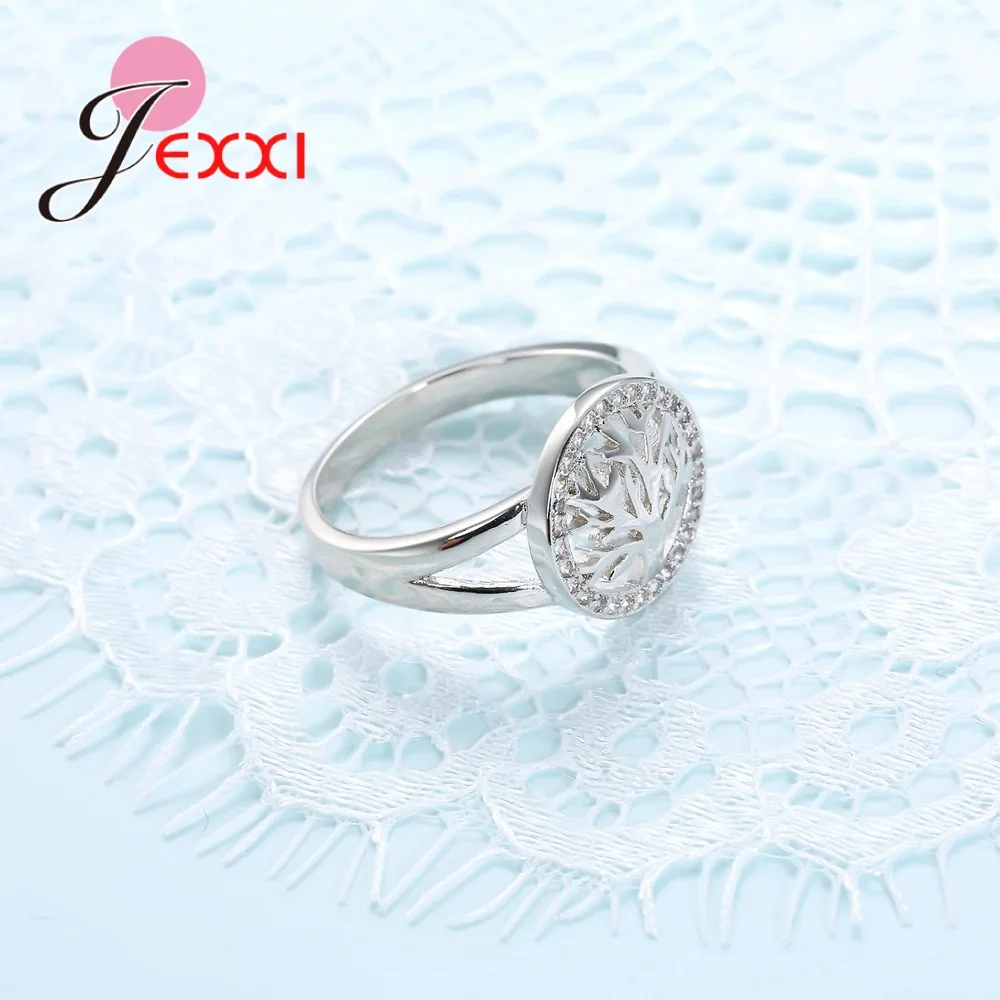 Tree Shape 925 Sterling Silver Rings For Women Cubic Zirconia Wedding Ring For Girl New Desigh Tree Accessory